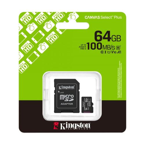 Memorijska kartica Kingston Select Plus Micro SD 64GB Class 10 UHS U1 / V10 150MB/s + SD adapter (MS).