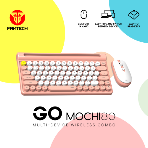 Combo mis tastatura wireless Fantech WK-897 GO Mochi80 narandzasti.