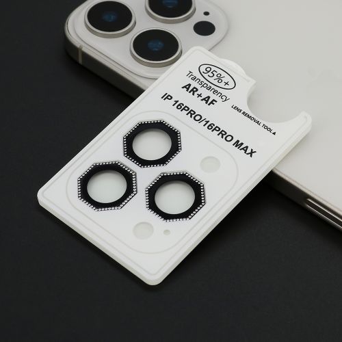 Folija za zastitu kamere OCTAGON DIAMOND za iPhone 16 Pro (6.3)/16 Pro Max (6.9) crna (MS).