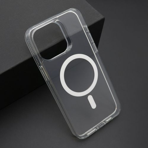 Futrola COLOR FRAME MagSafe za iPhone 15 Pro Max (6.7) srebrna (providna) (MS).