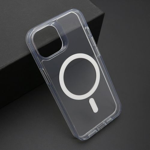 Futrola COLOR FRAME MagSafe za iPhone 14 (6.1) srebrna (providna) (MS).