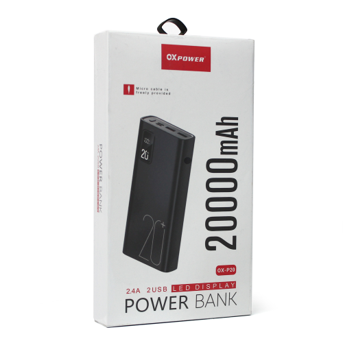 Power Bank baterija prenosiva baterija Oxpower P20 20000 mAh bela.