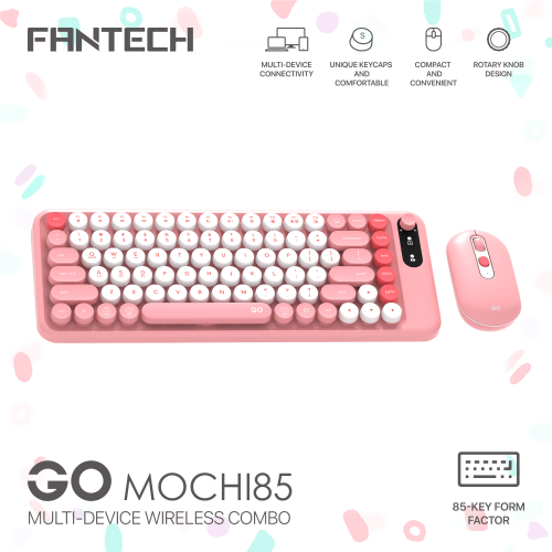 Combo mis tastatura wireless Fantech WK-898 GO mochi85 pink.