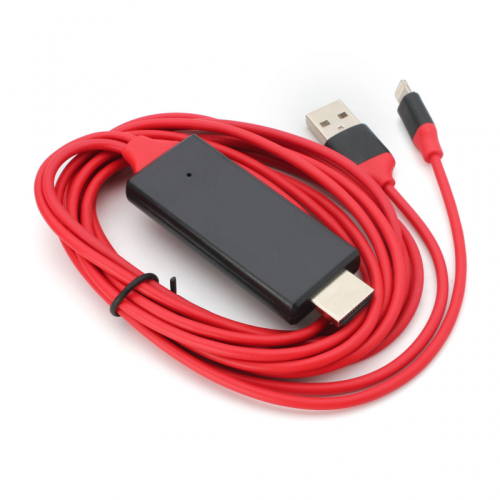 Kabl lightning na HDMI USB 2m crveni.