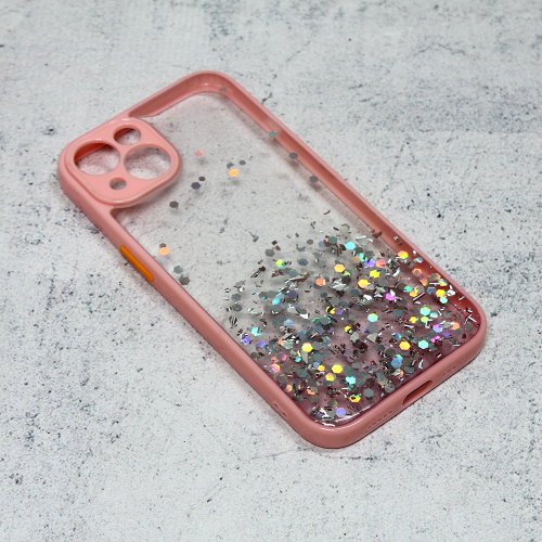 Futrola Frame Glitter za iPhone 13 roze.