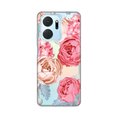 Silikonska futrola print Skin za Huawei Honor X7a Pink Flower.