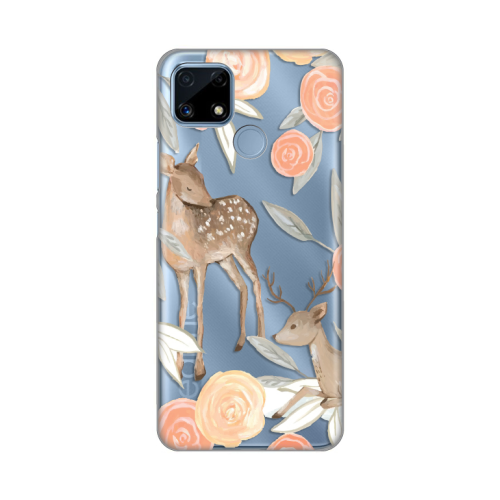 Silikonska futrola print Skin za Realme C25 Flower Deer.