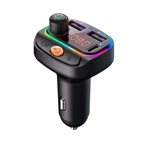 FM transmiter C15 USB, PD, QC 3.0 Bluetooth 5.0, RGB, Handsfree slušalice crni.