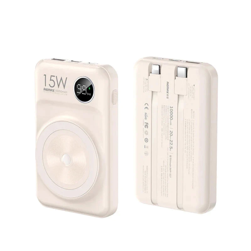 Power Bank baterija Magsafe REMAX Lecho Series RPP-527 PD 20W + QC 22.5W Fast Charging 10000mAh beli.