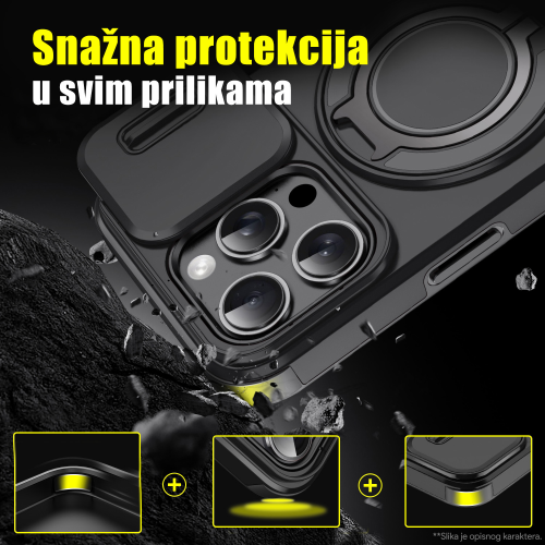 Futrola CamShield Ring stand za iPhone 16 Plus 6.7 crna.