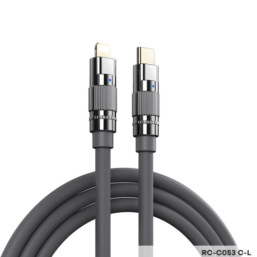 Data kabl REMAX Wefon 20W Zinc-Alloy Elastic with Light RC-C053 (type C-Lightning) siva.