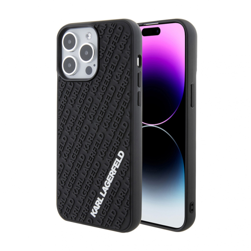 Futrola Karl Lagerfeld Hc 3D Multi Logo za iPhone 15 Pro 6.1 crna (KLHCP15L3DMKRLK).